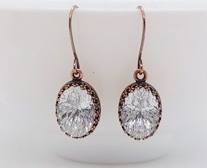 Clear Swarovski Crystal Bezel Framed Oval Earrings – Wendi Lindsay Jewellery