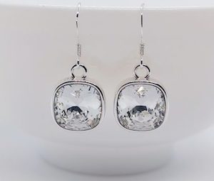 Jewellery: Crystal Clear 10mm Swarovski Crystal Cushion Earrings – Wendi Lindsay Jewellery