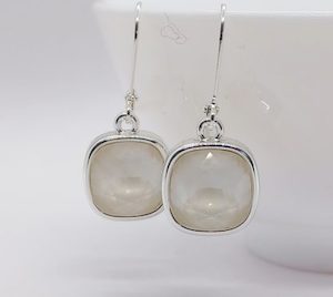 Delicate Linen Swarovski Cushion Lever Back Earrings – Wendi Lindsay Jewellery