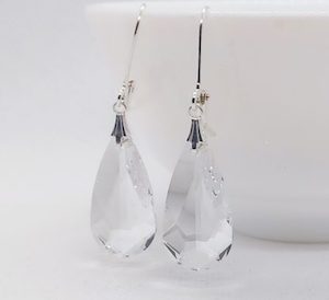 Beautiful Clear Swarovski Teardrop Lever Back Earrings – Wendi Lindsay Jewellery