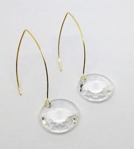 Sweet Golden Clear Round Sun Swarovski Crystal Earrings – Wendi Lindsay Jewellery