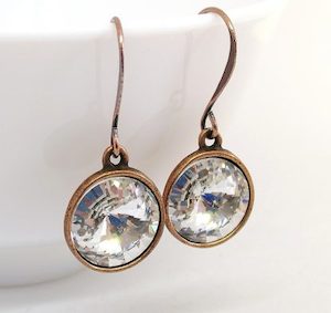 Crystal Clear Swarovski Crystal Copper Earrings – Wendi Lindsay Jewellery