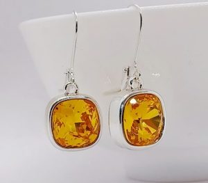 Sunflower Swarovski Cushion Lever Back Earrings – Wendi Lindsay Jewellery