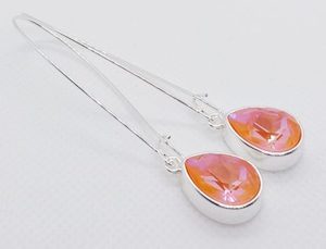 Long Lever Ultra Orange Teardrop Swarovski Crystal Earrings – Wendi Lindsay Jewellery