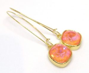 Ultra Orange Golden Swarovski Crystal 12mm Cushion Earrings – Wendi Lindsay Jewellery