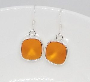 Frosted Tangerine 10mm Swarovski Crystal Cushion Earrings – Wendi Lindsay Jewellery