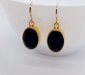 Golden Jet Black Swarovski Crystal Oval Earrings – Wendi Lindsay Jewellery