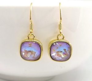 Cappuccino 10mm Swarovski Cushion Golden Earrings – Wendi Lindsay Jewellery