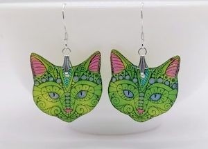 Lovely Lime Cat Handmade Resin Earrings – Wendi Lindsay Jewellery