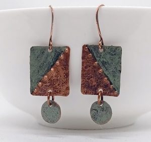 Green and Copper Rectangle Handmade Earrings – Wendi Lindsay Jewellery