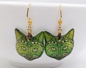 Lovely Lime Kitty Cat Handmade Resin Earrings – Wendi Lindsay Jewellery