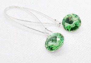 Long Lever Peridot Green Swarovski Earrings, Stunning – Wendi Lindsay Jewellery