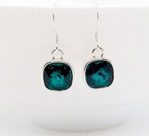 Teeny Emerald 8mm Swarovski Crystal Cushion Earrings – Wendi Lindsay Jewellery