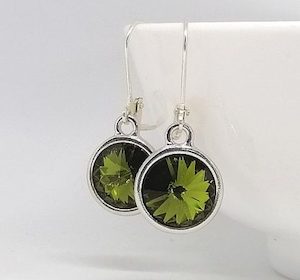 Olivine Green 12mm Swarovski Round Lever Back Earrings – Wendi Lindsay Jewellery