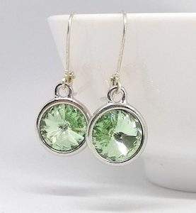 Chrysolite 12mm Swarovski Round Lever Back Earrings – Wendi Lindsay Jewellery