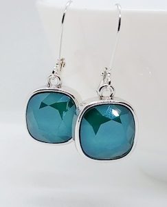 Royal Green Swarovski Cushion Lever Back Earrings – Wendi Lindsay Jewellery