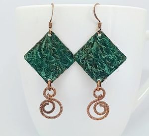 Green Long Dangle Copper Handmade Earrings – Wendi Lindsay Jewellery