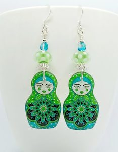 Green Babushka Doll, Stunning Handmade Earrings – Wendi Lindsay Jewellery