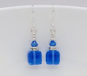 Sapphire Blue Cube Swarovski Crystal Earrings – Wendi Lindsay Jewellery