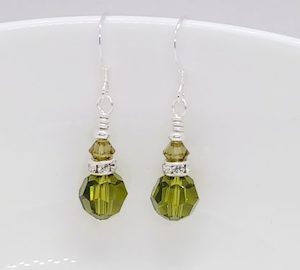 Olivine Green Round Swarovski Crystal Earrings – Wendi Lindsay Jewellery