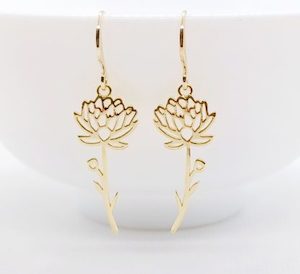 Shiny Gold Lotus Flower Earrings – Wendi Lindsay Jewellery