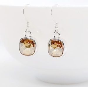 Teeny Golden Shadow 8mm Swarovski Crystal Cushion Earrings – Wendi Lindsay Jewellery