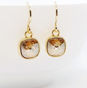 Teeny Golden Shadow 8mm Swarovski Crystal Cushion Earrings – Wendi Lindsay Jewellery