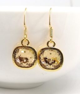 Golden Shadow Rustic 10mm Swarovski Cushion Earrings – Wendi Lindsay Jewellery