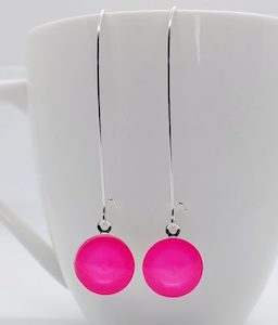 Long Lever Neon Pink Bling Earrings, Stunning – Wendi Lindsay Jewellery