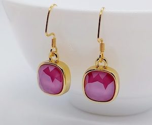 Golden Peony Pink 10mm Bling Crystal Cushion Earrings – Wendi Lindsay Jewellery