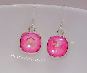 Ultra Pink 10mm Swarovski Crystal Cushion Earrings – Wendi Lindsay Jewellery