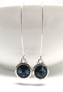 Long Lever Montana Blue Swarovski Earrings, Stunning – Wendi Lindsay Jewellery