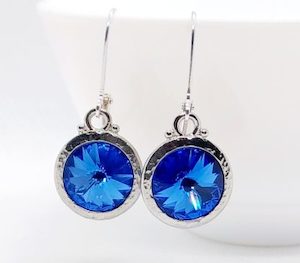 Sapphire12mm Swarovski Round Lever Back Earrings – Wendi Lindsay Jewellery