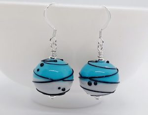 Aqua and Grey Hollow Glass Handmade Earrings – Wendi Lindsay Jewellery