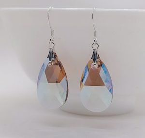 Delicate Colorado Topaz Shimmer Swarovski Pear Cut Earrings – Wendi Lindsay Jewellery