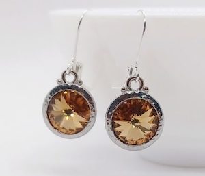 Light Colorado Topaz 12mm Swarovski Round Lever Back Earrings – Wendi Lindsay Jewellery