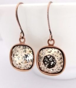 Rose Gold Patina Long Lever Back 12mm Swarovski Cushion Earrings – Wendi Lindsay Jewellery