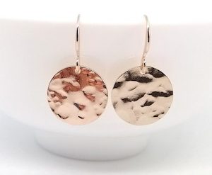 Gorgeous Shiny Rose Gold Beaten Round Disc Earrings – Wendi Lindsay Jewellery