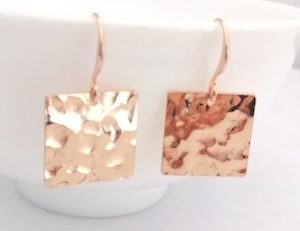 Gorgeous Shiny Rose Gold Beaten Square Earrings – Wendi Lindsay Jewellery