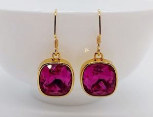 Fuchsia Pink 12mm Swarovski Cushion Lever Back Earrings – Wendi Lindsay Jewellery