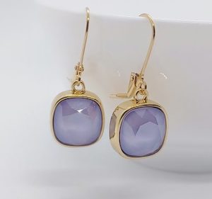 Lilac Golden Swarovski Crystal 12mm Cushion Earrings – Wendi Lindsay Jewellery