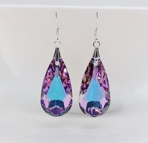 Beautiful Purple/Aqua Swarovski Teardrop Earrings – Wendi Lindsay Jewellery