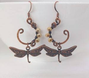 Copper Wire and Dragonfly Handmade Earrings – Wendi Lindsay Jewellery