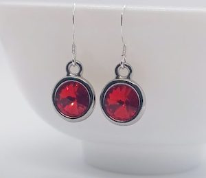 Cute Wee Light Siam Red 8mm Round Swarovski Earrings – Wendi Lindsay Jewellery