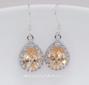 Gorgeous Champagne Cubic Zirconia Teardrop Earrings – Wendi Lindsay Jewellery