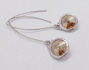 Long Golden Shadow Round Swarovski Earrings – Wendi Lindsay Jewellery