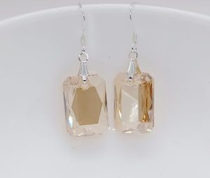 Gorgeous Golden Shadow Swarovski Emerald Cut Rectangle Earrings – Wendi Lindsay Jewellery