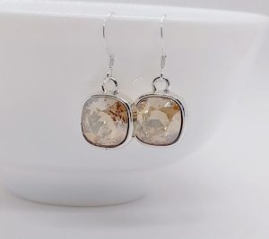 Gorgeous Golden Shadow 10mm Swarovski Cushion Earrings – Wendi Lindsay Jewellery