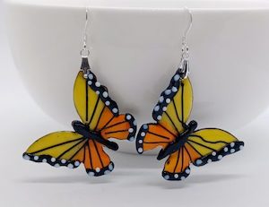 Yellow and Orange Butterfly, Handmade Enamel Earrings – Wendi Lindsay Jewellery