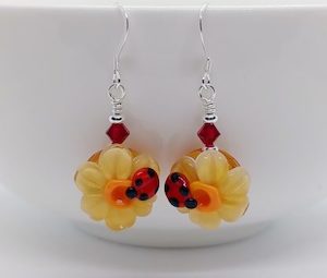 Daisy and Ladybird Handmade Glass Earrings – Wendi Lindsay Jewellery